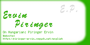 ervin piringer business card